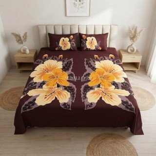 Rayon Bedsheet Hand Painted Floral Design
